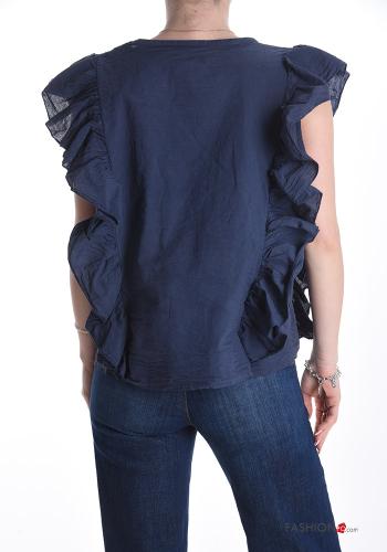 Chemise en Coton sans manches à volants à col en V à boutons - ph 2