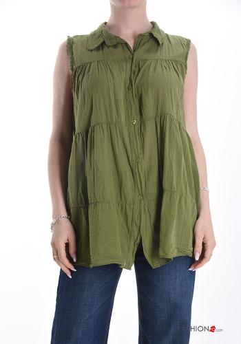 Chemise en Coton sans manches à volants