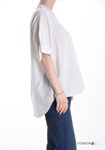 Blouse en Coton asymétrique à col en V manches à trois-quarts - ph 3