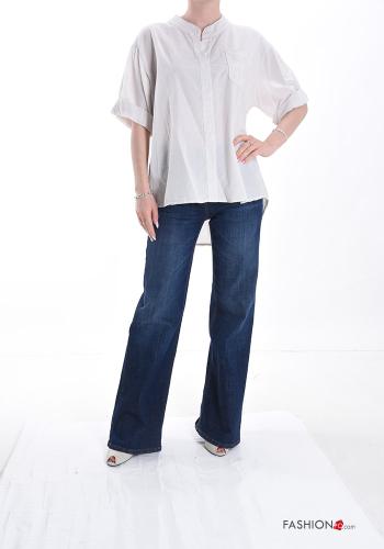 Blouse en Coton asymétrique à col en V manches à trois-quarts - ph 5