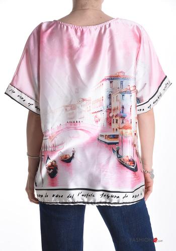 Blouse satin manches courtes imprimé - ph 2