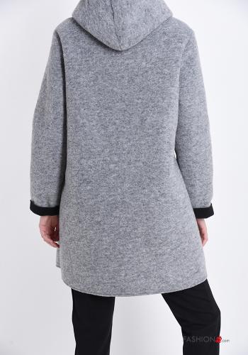 Manteau en Mélange de Laine avec poches à capuche avec fermeture éclair - ph 2