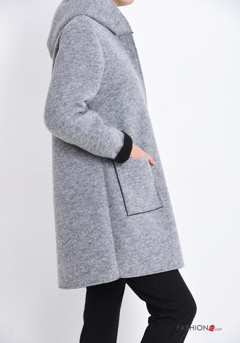 Manteau en Mélange de Laine avec poches à capuche avec fermeture éclair - ph 3