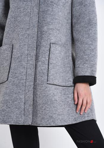 Manteau en Mélange de Laine avec poches à capuche avec fermeture éclair - ph 4
