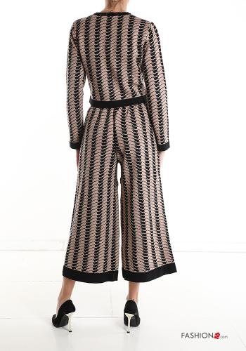 Geometric pattern wide leg Co-ord with buttons - ph 2