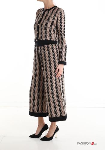 Geometric pattern wide leg Co-ord with buttons - ph 3