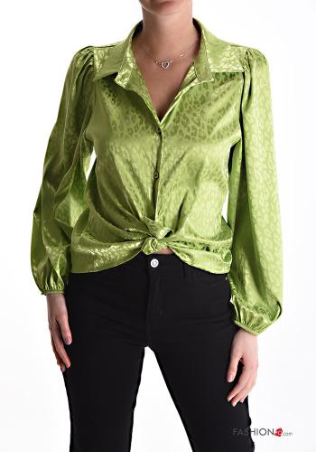 Camisa satén Estampado animal con nodo