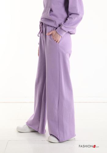 Pantalon de jogging en Coton wide leg avec poches avec coulisse - ph 3