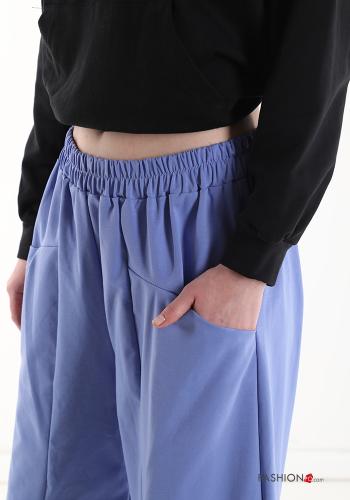 wide leg Hose aus Baumwolle mit Taschen mit gummizug - ph 4