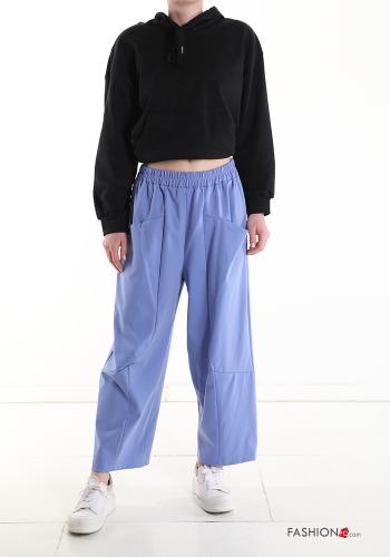 wide leg Hose aus Baumwolle mit Taschen mit gummizug - ph 5