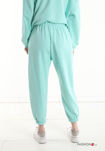 Pantalones deportivos de Algodón Patrones de escritura con cordón con bolsillos con elástico - ph 2