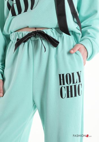 Pantalones deportivos de Algodón Patrones de escritura con cordón con bolsillos con elástico - ph 4