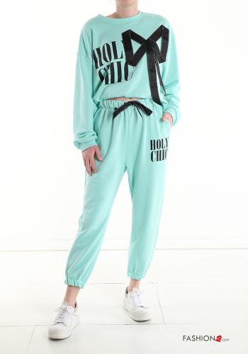 Pantalones deportivos de Algodón Patrones de escritura con cordón con bolsillos con elástico - ph 5
