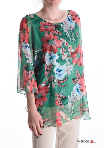 Blusa Fantasia floreale maniche a tre quarti - ph 1