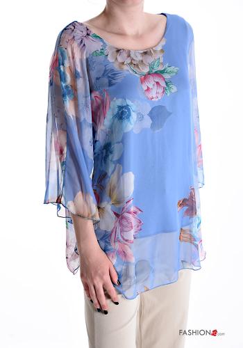 Blumenmuster Bluse 3/4 ärmel - ph 1
