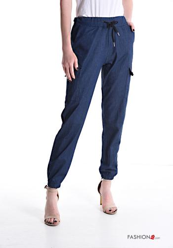 Pantalones de Algodón tela vaquera con bolsillos con cordón - ph 1