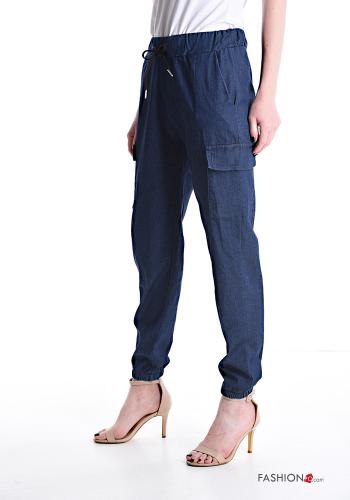 Pantalones de Algodón tela vaquera con bolsillos con cordón - ph 3