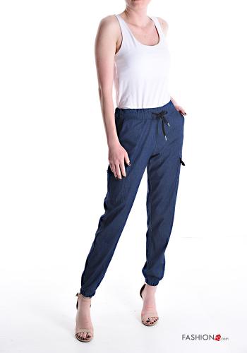 Pantalones de Algodón tela vaquera con bolsillos con cordón - ph 5