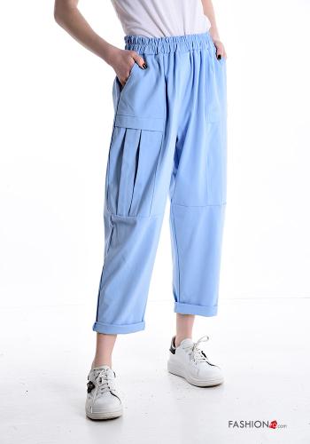 napped Cotton Trousers with pockets with elastic - ph 1