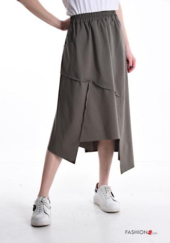 asymmetrical Cotton Skirt with pockets with elastic