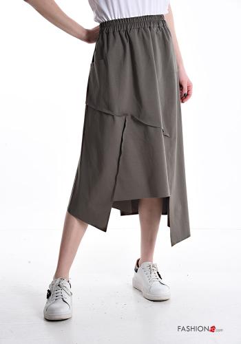 Jupe en Coton asymétrique avec poches avec élastique - ph 1
