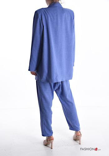 Streifenmuster mit tiefem schritt mit kragen Hosenanzug mit Taschen mit Futter - ph 2