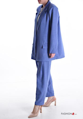 Streifenmuster mit tiefem schritt mit kragen Hosenanzug mit Taschen mit Futter - ph 3