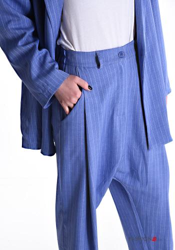 Streifenmuster mit tiefem schritt mit kragen Hosenanzug mit Taschen mit Futter - ph 4