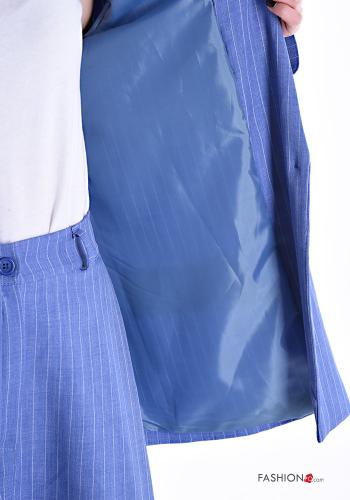 Streifenmuster mit tiefem schritt mit kragen Hosenanzug mit Taschen mit Futter - ph 5