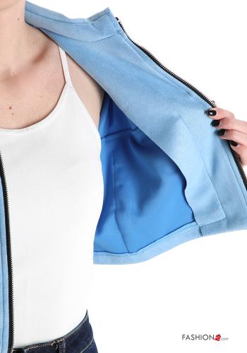 Wildleder mit kragen kurz Jacke mit Taschen ohne Futter mit Reißverschluss - ph 6