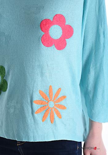 Floral Sweater with v-neck 3/4 sleeve - ph 4
