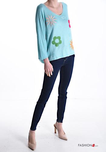 Floral Sweater with v-neck 3/4 sleeve - ph 5