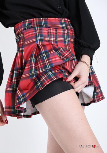 Pantaloncino Short in Cotone plissé Fantasia tartan - ph 4