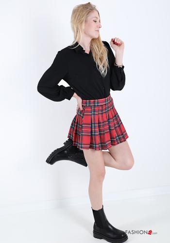 Pantaloncino Short in Cotone plissé Fantasia tartan - ph 5