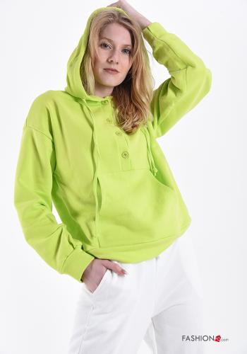 Sweatshirt aus Baumwolle  mit Knöpfen mit Taschen mit Kapuze - ph 1