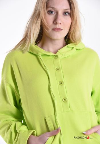 Sweatshirt aus Baumwolle  mit Knöpfen mit Taschen mit Kapuze - ph 4