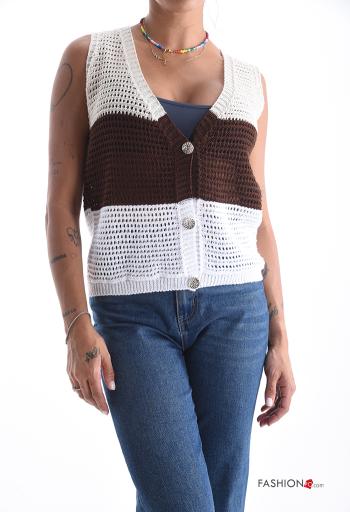 Cardigan senza maniche uncinetto con bottoni