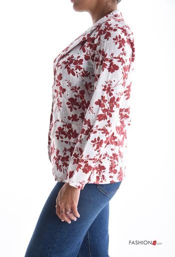 Blusão em Algodão manga comprida com gola Floral com botões - ph 3