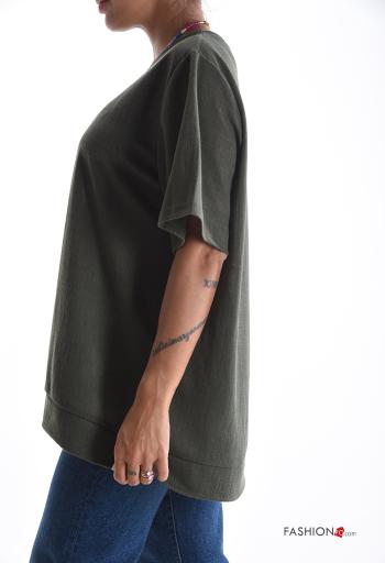 Blusa in Lino girocollo oversize maniche corte - ph 3