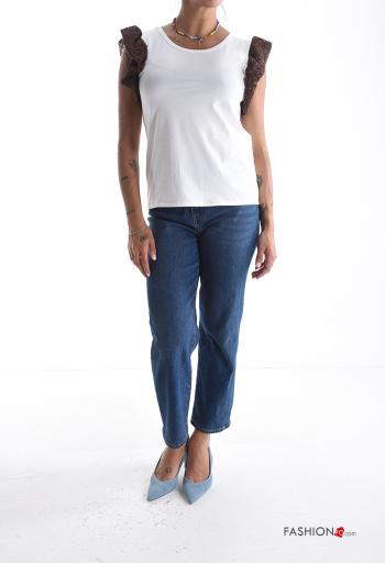 T-shirt in Cotone maniche volant maniche corte girocollo - ph 5