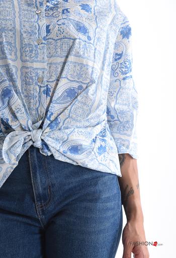 Blouse en Coton Imprimé paisley à boutons manches à trois-quarts - ph 4