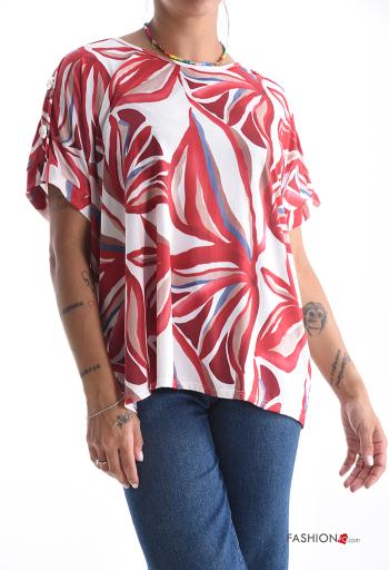 Blusa maniche corte girocollo Fantasia astratta