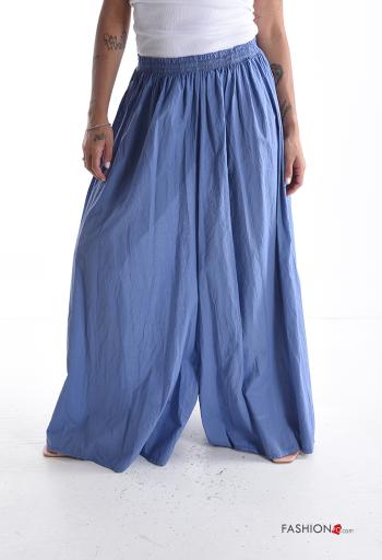 Pantalone in Cotone wide leg lungo con elastico