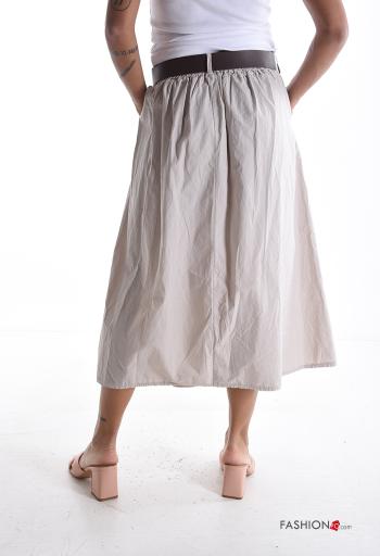 full Cotton Skirt with belt with elastic with pockets - ph 2