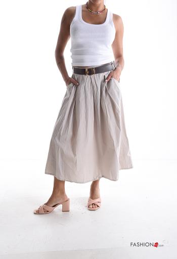 full Cotton Skirt with belt with elastic with pockets - ph 5