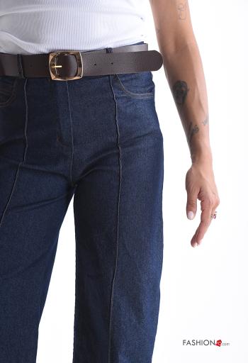 Cotton Jeans with belt with elastic with pockets - ph 4