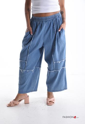 oversized Cotton Jeans with pockets with elastic - ph 1