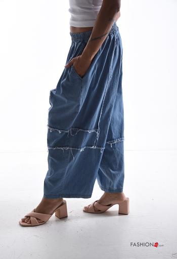 oversized Cotton Jeans with pockets with elastic - ph 3