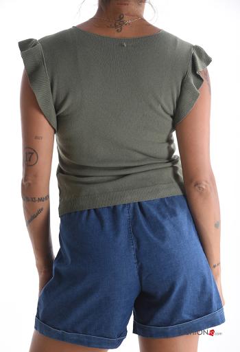 short sleeve Top with flounces with v-neck - ph 2