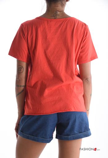 short sleeve crew neck asymmetrical Cotton T-shirt - ph 2